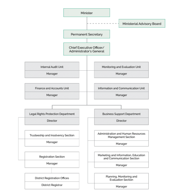 Organizational structure of Registration, Insolvency and Trusteeship Agency (RITA)